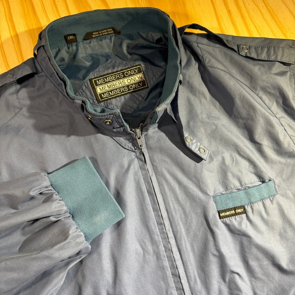 90s Members Only Men's Iconic Racer Slate Blue Vintage Bomber Jacket Size XXL